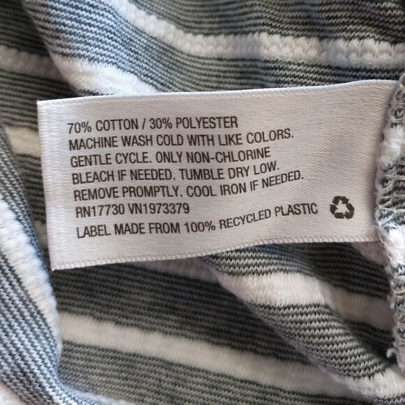 A New Day Tie Back Top Sz S Gray White Nautical Textured Stripes Coastal Beachy - Picture 10 of 16